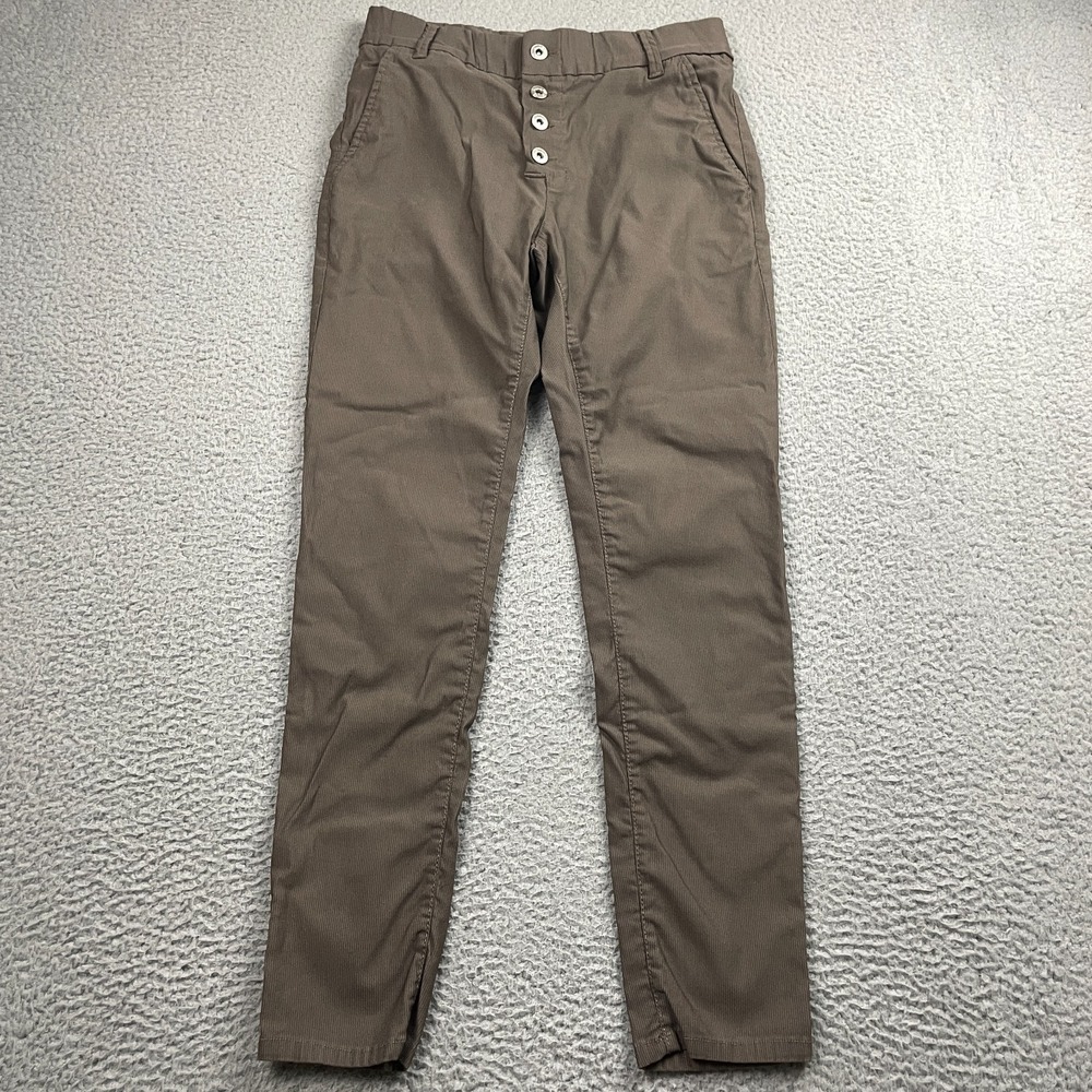 Bevy Flog Pants Women's Size 27 Brown Button Fly Mid Rise Stretch Pockets